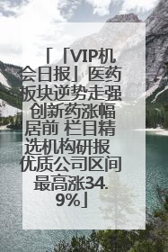 「VIP机会日报」医药板块逆势走强 创新药涨幅居前 栏目精选机构研报 优质公司区间最高涨34.9%