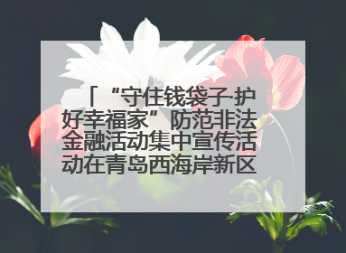 “守住钱袋子·护好幸福家”防范非法金融活动集中宣传活动在青岛西海岸新区成功举办