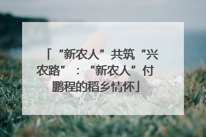 “新农人”共筑“兴农路”：“新农人”付鹏程的稻乡情怀