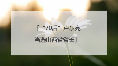 “70后”卢东亮当选山西省省长