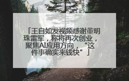 王自如发视频感谢董明珠雷军，称将再次创业，聚焦AI应用方向，“这件事确实来钱快”