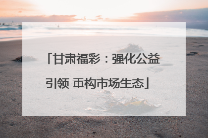 甘肃福彩：强化公益引领 重构市场生态