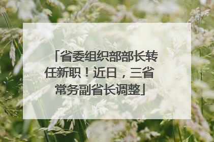 省委组织部部长转任新职！近日，三省常务副省长调整