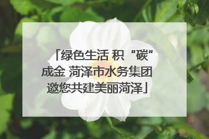 绿色生活 积“碳”成金 菏泽市水务集团邀您共建美丽菏泽