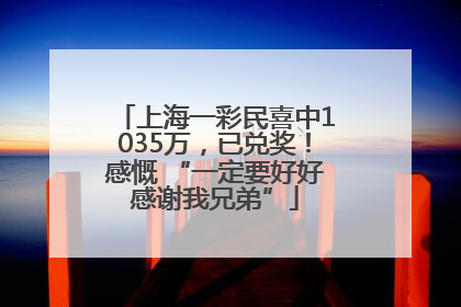 上海一彩民喜中1035万，已兑奖！感慨 “一定要好好感谢我兄弟”
