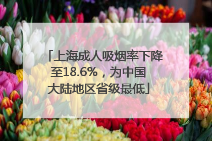 上海成人吸烟率下降至18.6%，为中国大陆地区省级最低