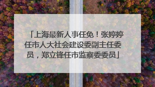 上海最新人事任免！张婷婷任市人大社会建设委副主任委员，郑立锋任市监察委委员