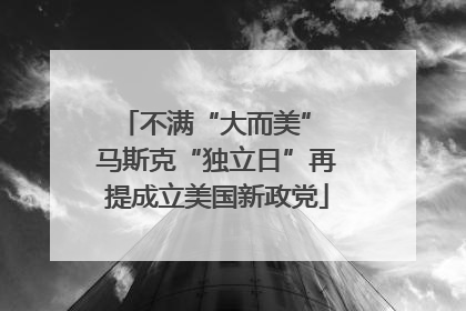 不满“大而美” 马斯克“独立日”再提成立美国新政党
