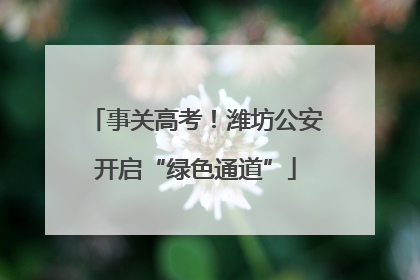 事关高考！潍坊公安开启“绿色通道”
