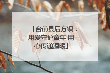 台前县后方镇：用爱守护童年 用心传递温暖