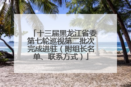 十三届黑龙江省委第七轮巡视第二批次完成进驻（附组长名单、联系方式）
