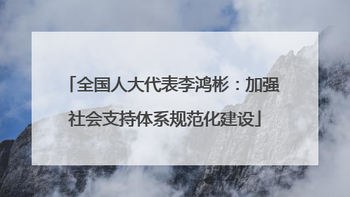 全国人大代表李鸿彬：加强社会支持体系规范化建设