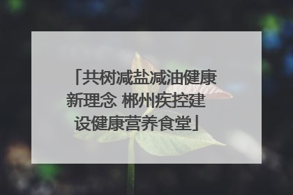 共树减盐减油健康新理念 郴州疾控建设健康营养食堂