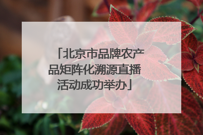 北京市品牌农产品矩阵化溯源直播活动成功举办