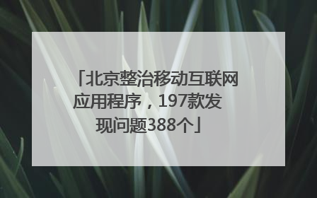 北京整治移动互联网应用程序，197款发现问题388个