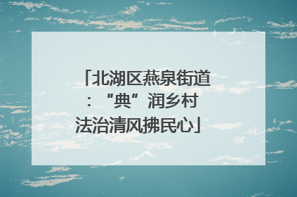 北湖区燕泉街道：“典”润乡村 法治清风拂民心