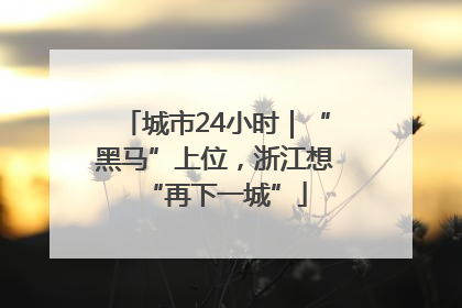 城市24小时｜“黑马”上位，浙江想“再下一城”