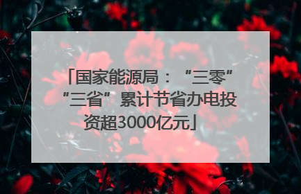 国家能源局：“三零”“三省”累计节省办电投资超3000亿元