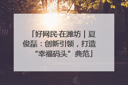 好网民·在潍坊｜夏俊磊：创新引领，打造“幸福码头”典范
