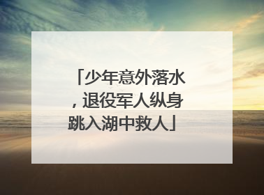 少年意外落水，退役军人纵身跳入湖中救人