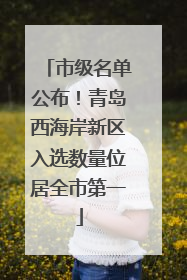 市级名单公布！青岛西海岸新区入选数量位居全市第一