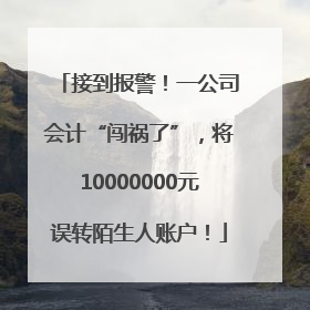 接到报警！一公司会计“闯祸了”，将10000000元误转陌生人账户！