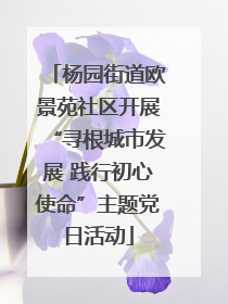 杨园街道欧景苑社区开展“寻根城市发展 践行初心使命”主题党日活动
