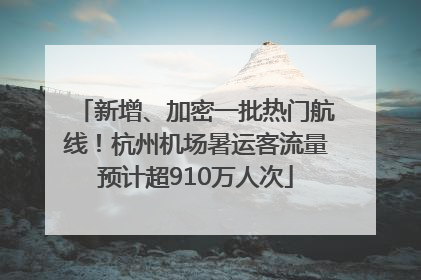新增、加密一批热门航线！杭州机场暑运客流量预计超910万人次