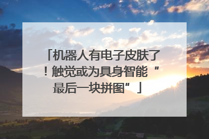 机器人有电子皮肤了！触觉或为具身智能“最后一块拼图”