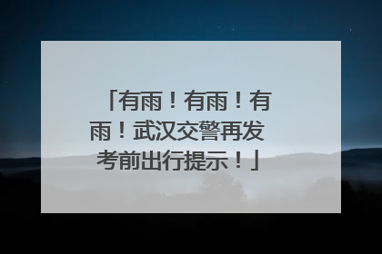 有雨！有雨！有雨！武汉交警再发考前出行提示！