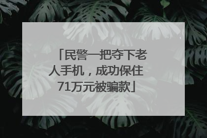 民警一把夺下老人手机，成功保住71万元被骗款