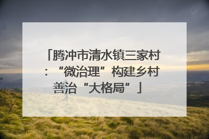 腾冲市清水镇三家村：“微治理”构建乡村善治“大格局”