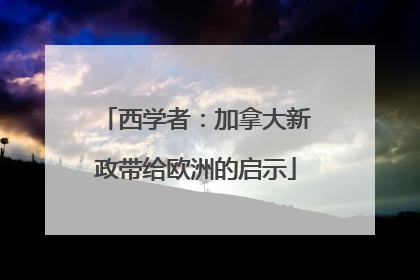 西学者：加拿大新政带给欧洲的启示