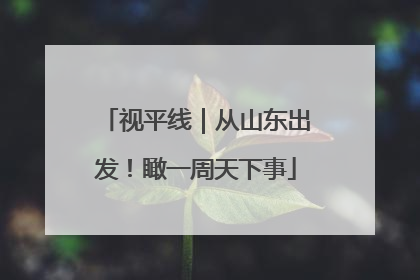 视平线｜从山东出发！瞰一周天下事