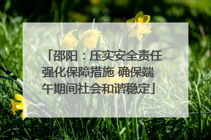 邵阳：压实安全责任强化保障措施 确保端午期间社会和谐稳定
