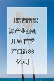 黔西南能源产业强劲开局 首季产值近83亿元