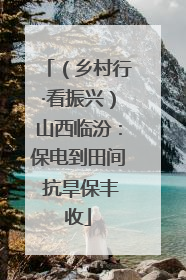 （乡村行·看振兴）山西临汾：保电到田间 抗旱保丰收