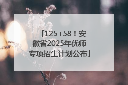 125+58！安徽省2025年优师专项招生计划公布